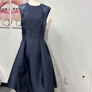 Carmen Marc Volvo blue pleated midi dress sz 8 NWt